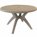 Grosfillex US526181 Ibiza 46'' French Taupe Round Resin Pedestal Table with Umbrella Hole 383US526181